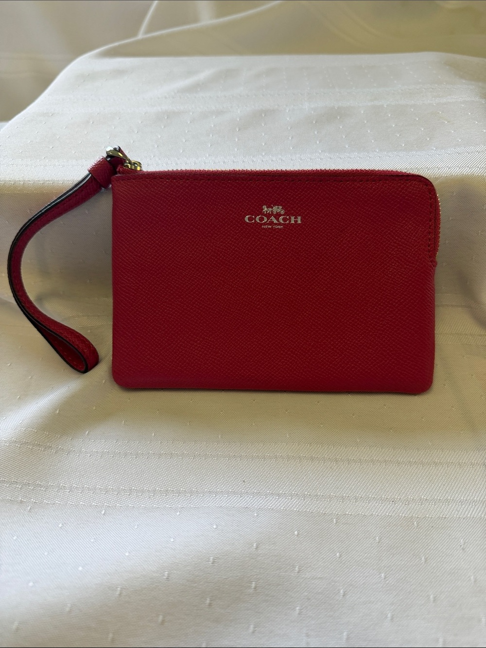 Coach Hot Pink Leather Wristlet with Gold Logo